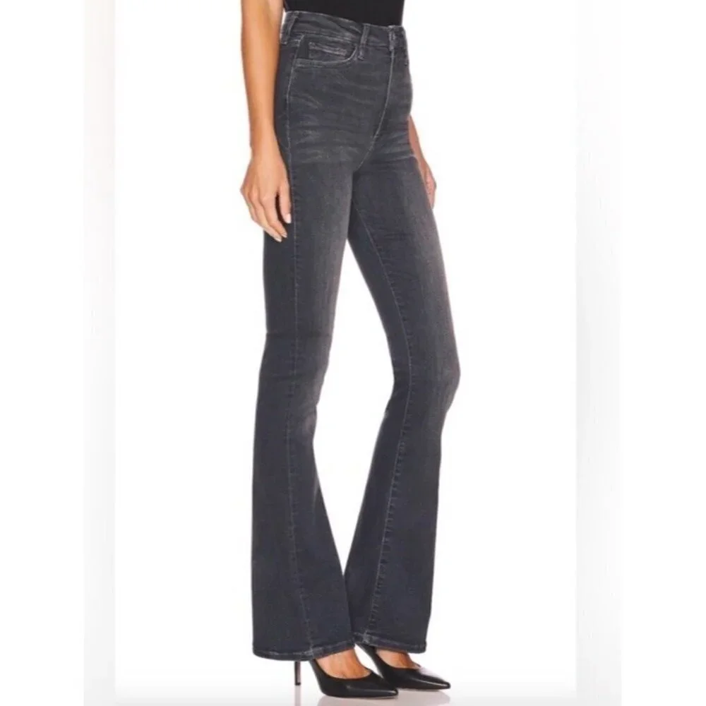7 For All Mankind Black Ultra High Rise Skinny Boot Cut Denim Jean Size 25 - Picture 2 of 13